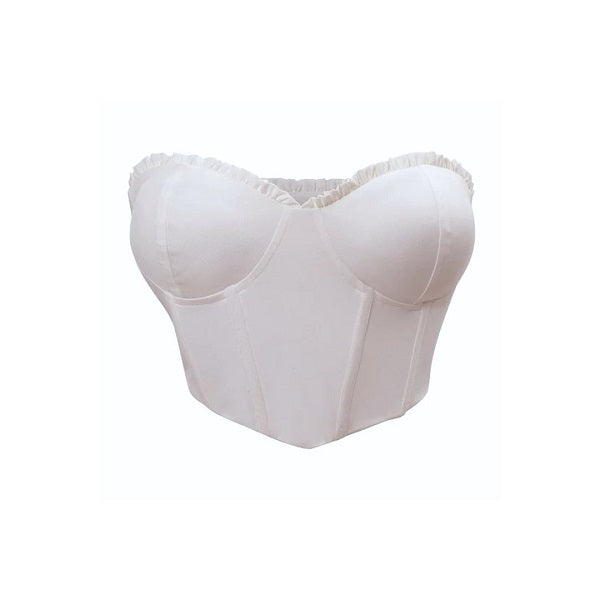 Clara Corset Crop Top - Pearl