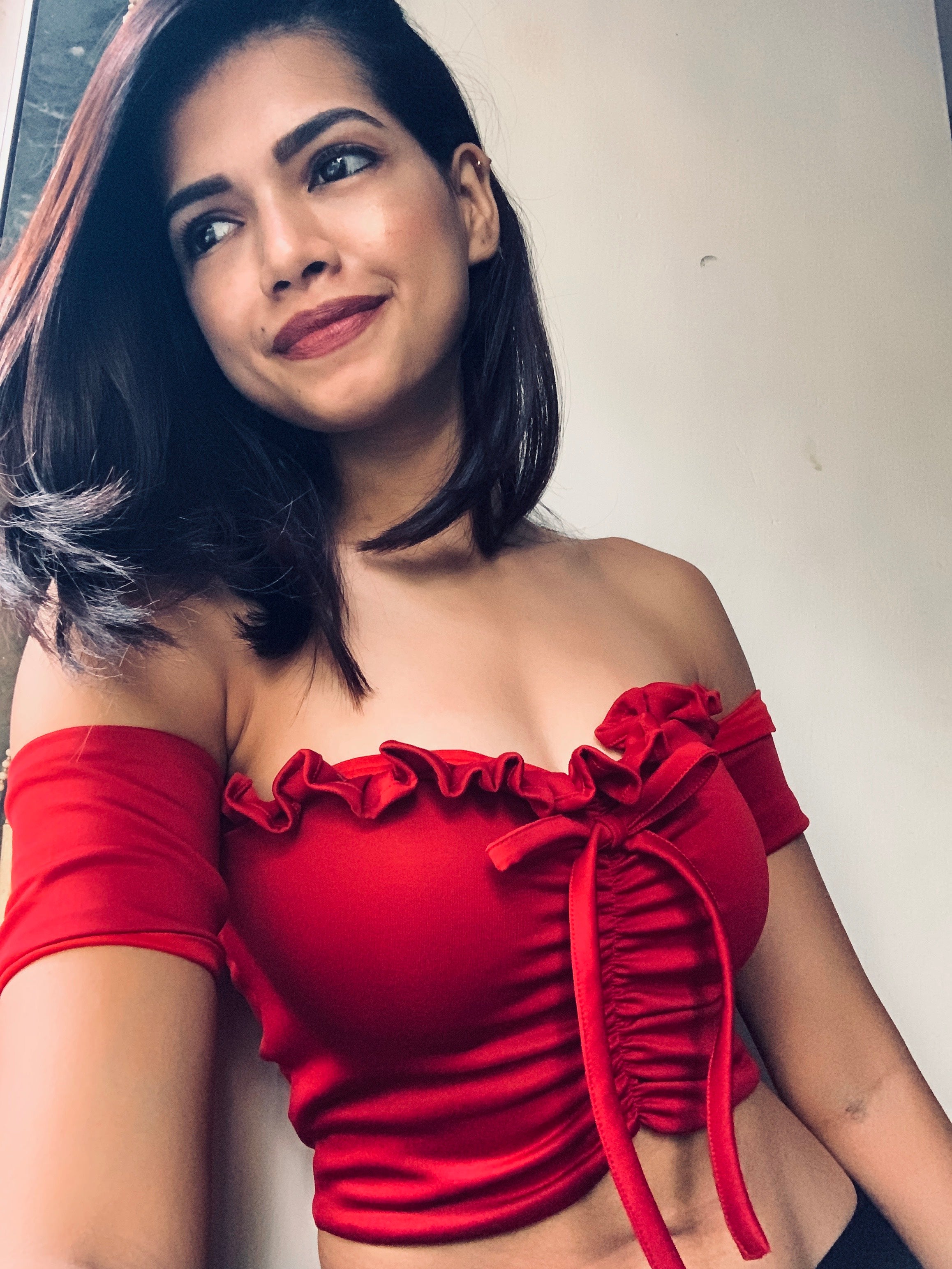 Bonita Crop Top Padded Red ewa young