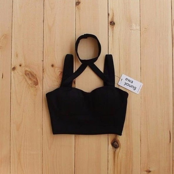 Black Choker Senorita Crop Top