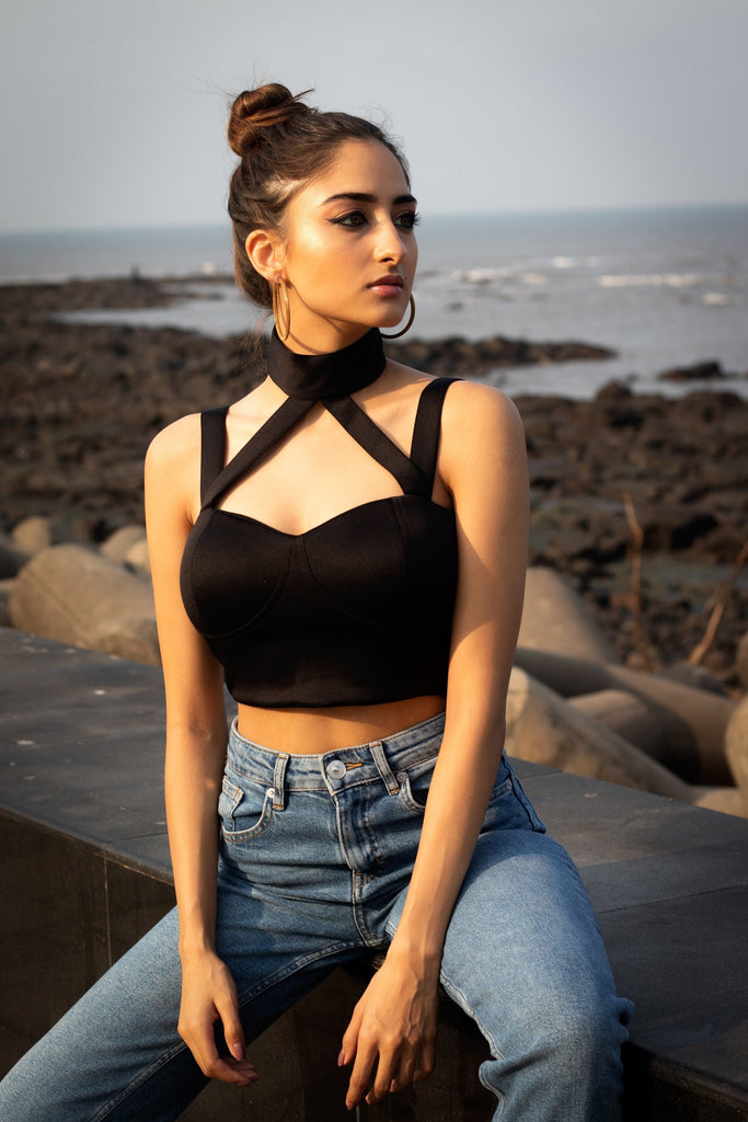 Black Choker Senorita Crop Top