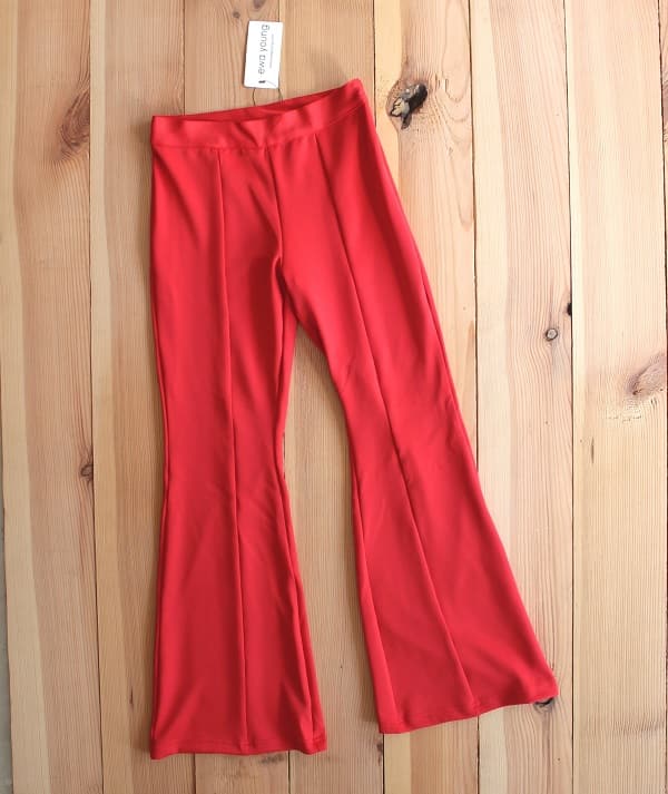 Red Flared Pants - High Waist