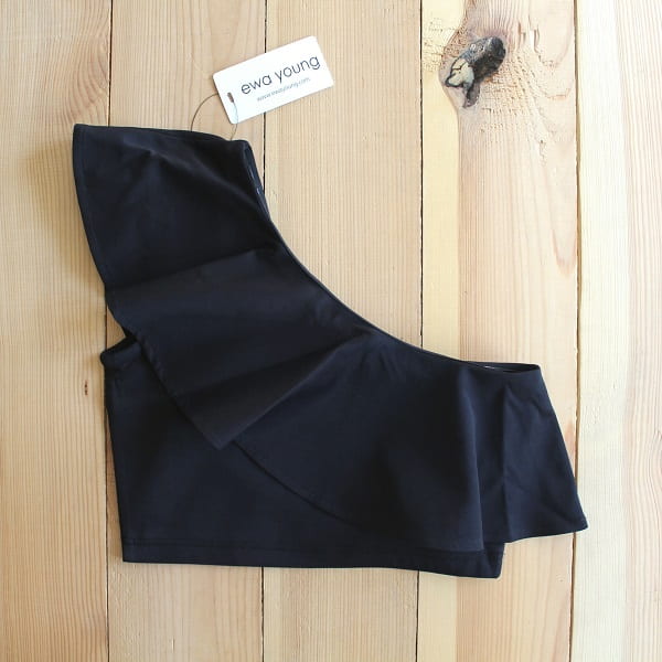 Black Waves Crop Top (Off Shoulder)